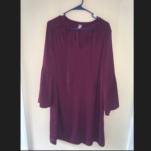 Burgundy bell sleeved dress